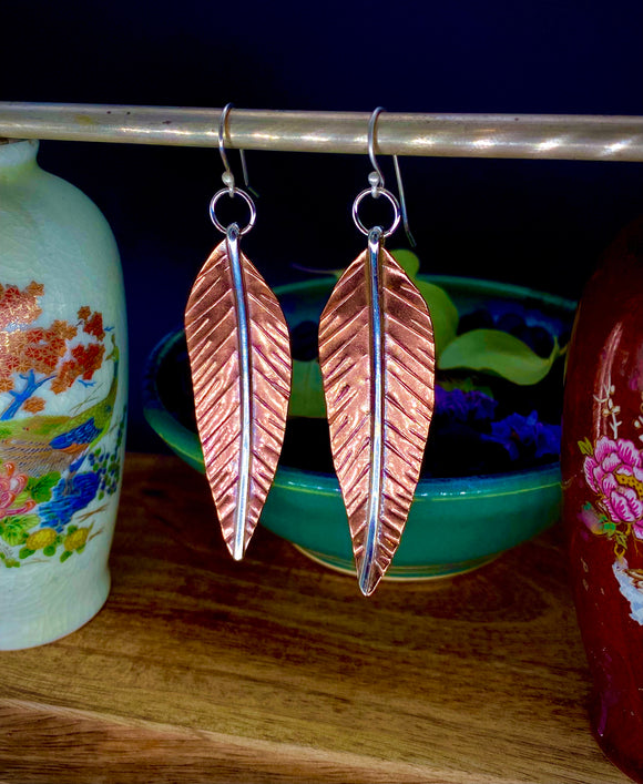 Copper & Silver Leaf Earrings